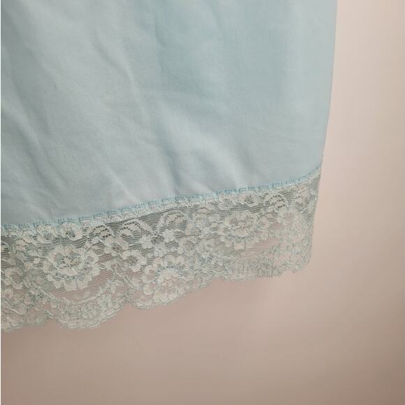 Vintage Van Raalte Blue Satin Embroidered Lace Slip Dress Feminine Nostalgia‎ - Picture 8 of 10
